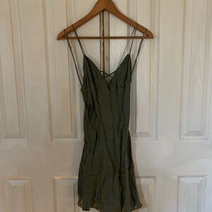 Victoria's Secret Olive Silk Slip Dress